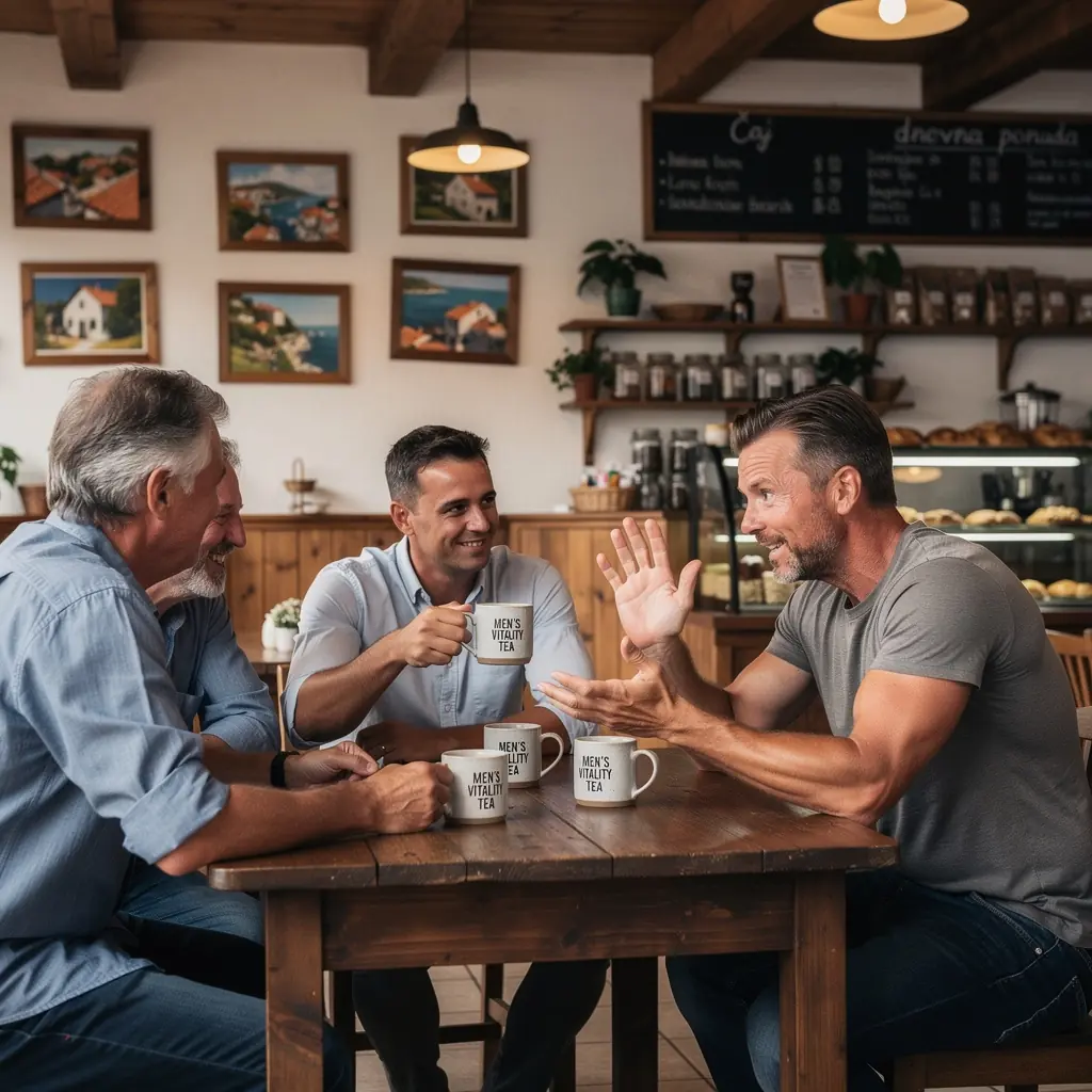 Paket čaja s oznakom "Prirodna podrška testosteronu".